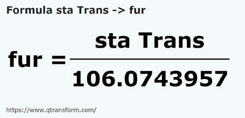 umrechnungsformel Stânjeni (Transilvania) in Stadioane - sta Trans in fur