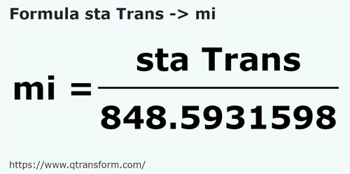 formula Stânjeni (Transilvania) em Milhas - sta Trans em mi