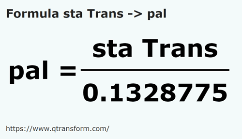 umrechnungsformel Stânjeni (Transilvania) in Spanne - sta Trans in pal
