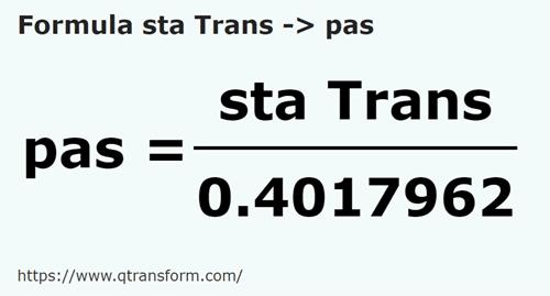 formula Станжен (Трансильвания) в шаги - sta Trans в pas