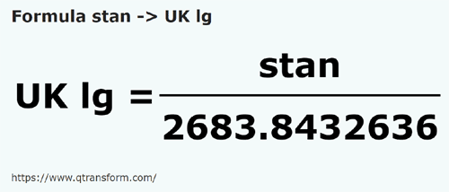 formule Stânjens en Lieues britanniques - stan en UK lg