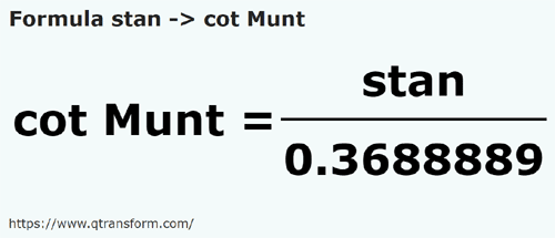 formula Stânjeni in Cubito (Muntenia) - stan in cot Munt