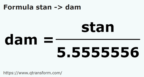 formula Fathoms to Decameters - stan to dam