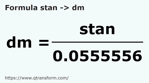 formula Fathoms to Decimeters - stan to dm