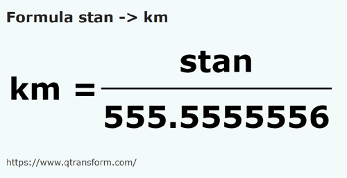 formula Stânjeni kepada Kilometer - stan kepada km