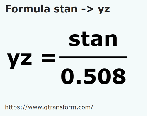 formula Fathoms to Yards - stan to yz
