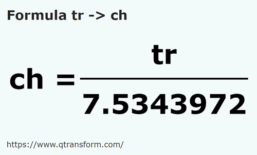 formula Kayu pengukur kepada Rantai - tr kepada ch