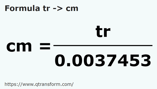 formula Трость в сантиметр - tr в cm