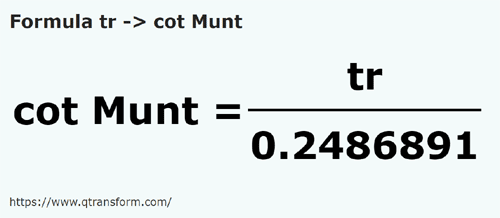 formula Reeds to Cubits (Muntenia) - tr to cot Munt