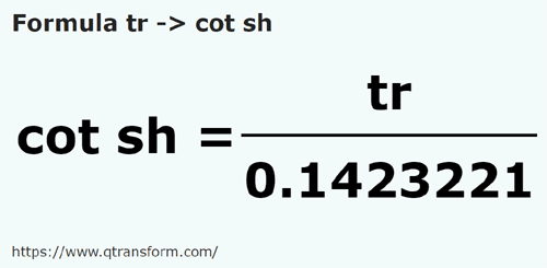 formula Reeds to Short cubits - tr to cot sh
