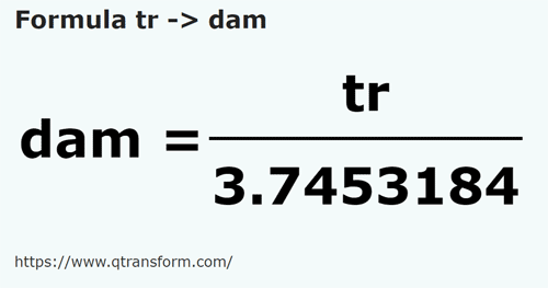 formula Kayu pengukur kepada Dekameter - tr kepada dam