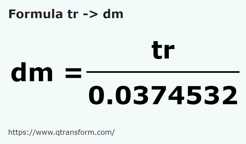 formula Kayu pengukur kepada Desimeter - tr kepada dm