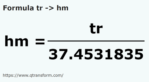 formule Roseaus en Hectomètres - tr en hm