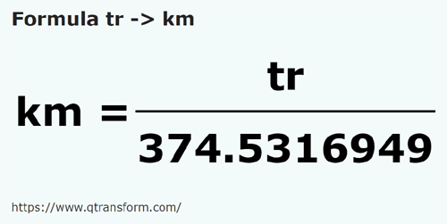 formula Kayu pengukur kepada Kilometer - tr kepada km