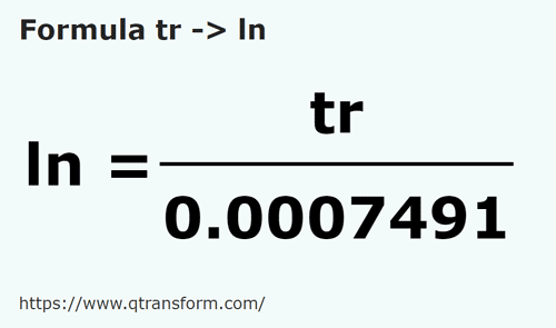formula Трость в линия - tr в ln
