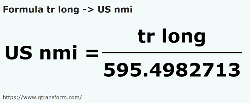 formula Canna lunga in Migli nautici US - tr long in US nmi