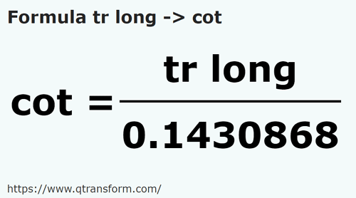 formula Kayu pengukur panjang kepada Hasta - tr long kepada cot