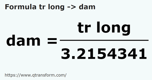 formula Длинная трость в декаметр - tr long в dam