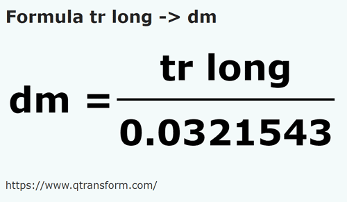 formula Canas longas em Decímetros - tr long em dm