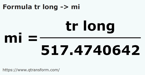 formula Длинная трость в миля - tr long в mi
