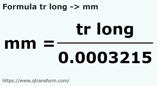 formula Dluga trzcina na Milimetry - tr long na mm