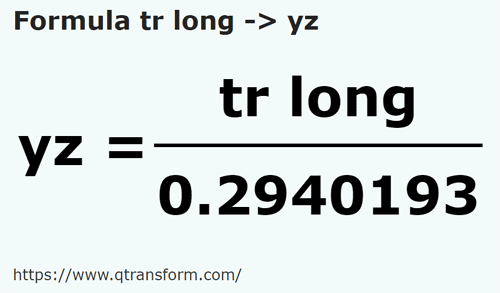 formula Long reeds to Yards - tr long to yz