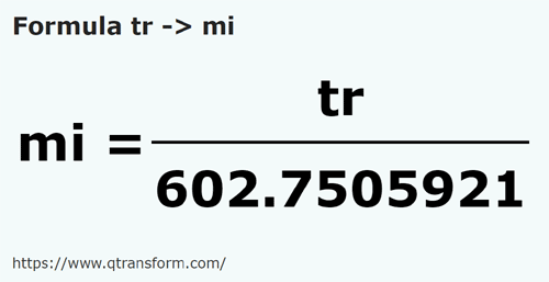 formula Трость в миля - tr в mi