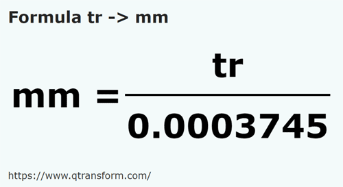 formula Трость в миллиметр - tr в mm