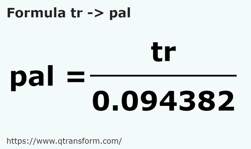 formula Kayu pengukur kepada Jengkal - tr kepada pal