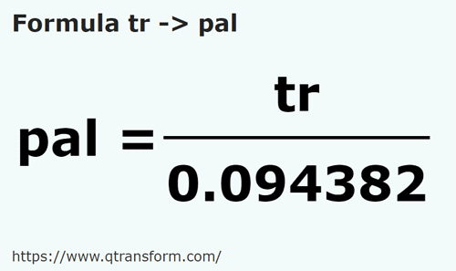formula Трость в Пядь - tr в pal