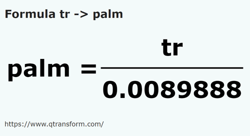 formula Kayu pengukur kepada Tapak tangan - tr kepada palm