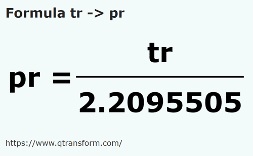 formula Трость в стержень - tr в pr