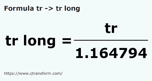 formula Kayu pengukur kepada Kayu pengukur panjang - tr kepada tr long