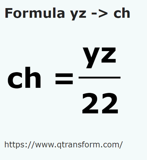 formula Yardas a Cadenas - yz a ch