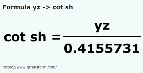 formula площадка в Короткий локоть - yz в cot sh