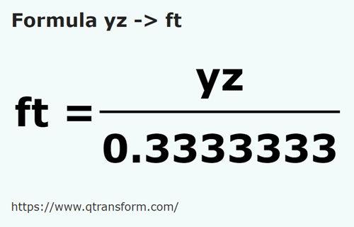 formula площадка в фут - yz в ft