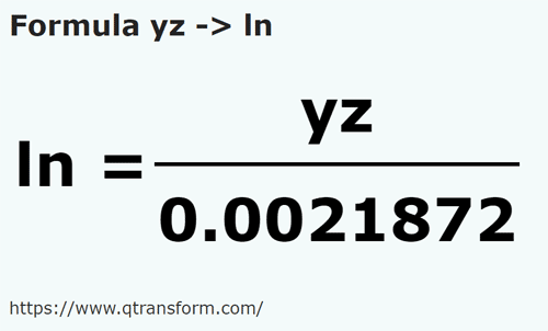 formula Yards to Lines - yz to ln