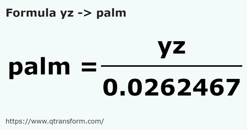 formula Yardas a Palmus - yz a palm