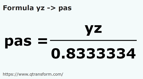 formula Yards to Steps - yz to pas