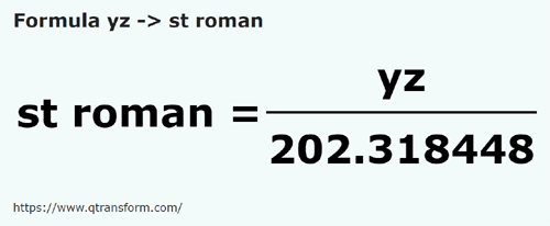 formula Yards to Roman stadiums - yz to st roman