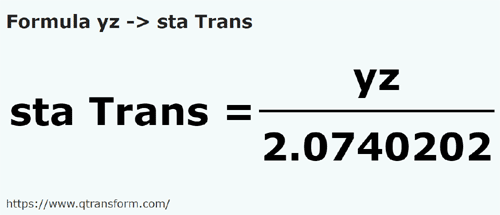 formula Yardas a Stânjenes (Transilvania) - yz a sta Trans