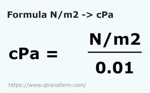 formula Newtons pro metro cuadrado a Centipascal - N/m2 a cPa