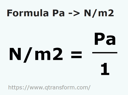 formula паскали в Ньютон/квадратный метр - Pa в N/m2