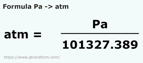 formula Pascal in Atmosferi - Pa in atm