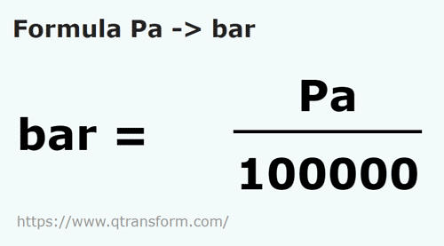 formula Pascals to Bars - Pa to bar