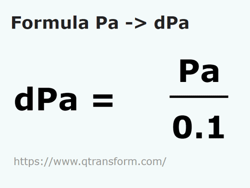 formula Pascals em Decipascals - Pa em dPa