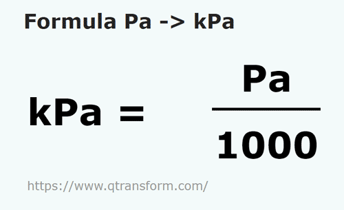 formulu Paskal ila Kilopascal - Pa ila kPa