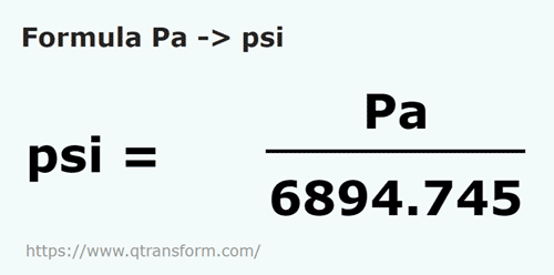 formula Pascali in Psi - Pa in psi