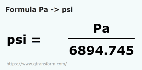 formule Pascals en Psi - Pa en psi