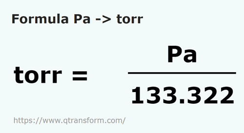 formula Pascals to Torrs - Pa to torr